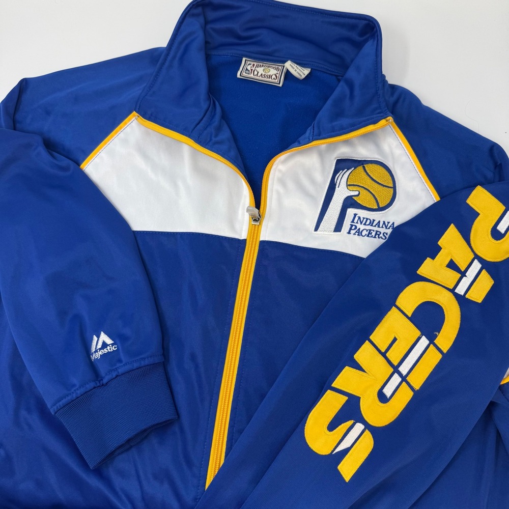 Majestic Indiana Pacers NBA Hardwood Classics Track Jacket Blue XLT Full Zip